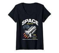 Women's Sci Fi Space Shuttle Seeking The Secrets of Universe 1990 V-Neck T-Shirt