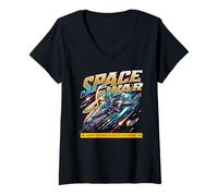 Women's Sci Fi Space War Amidst The Endless Void of The Cosmos V-Neck T-Shirt