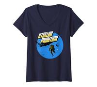 Women's Sci Fi Stellar Frontier Space Astronaut Journey V-Neck T-Shirt