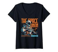 Women's Sci Fi The Space Union Defender Hunt for Survival V-Neck T-Shirt