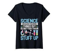 Womens Science Because Figuring Things Out for Biologist Scientist V-Neck T-Shirt