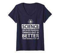 Womens Science Because Figuring Things Out Is Better Funny Students V-Neck T-Shirt