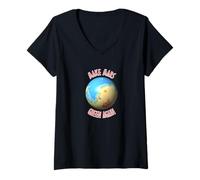 Womens Science Black Blue Red Mars Terraforming Cartography V-Neck T-Shirt