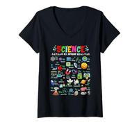 Womens Science is All Around Us Alphabet ABCs Scientist Teacher V-Neck T-Shirt