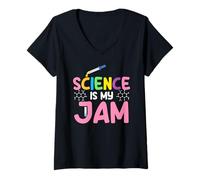 Womens Science is My Jam Funny Chemistry STEM Quote for Nerds V-Neck T-Shirt