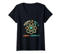 Womens Science is Not a Liberal Conspiracy Political Retro Vintage V-Neck T-Shirt