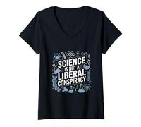 Women's Science is Not A Liberal Conspiracy STEM Scientist Humor V-Neck T-Shirt