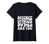 Womens Science Is Tough But So Are You Back T School Teacher Groovy V-Neck T-Shirt