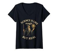 Womens Science It's Like Magic But Real Funny Physics Chemistry V-Neck T-Shirt