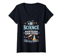 Women's Science Making Religion Look Stupid Since The 17th Century V-Neck T-Shirt