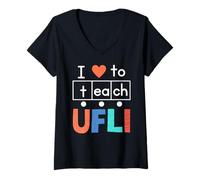 Womens Science of Reading I Love to Teach UFLI Teacher Literacy V-Neck T-Shirt