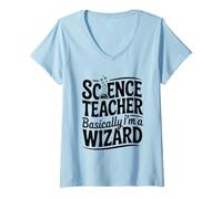 Womens Science Teacher Basically I'm a Wizard V-Neck T-Shirt