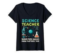 Women's Science Teacher Because Math Teachers Need Heroes Too V-Neck T-Shirt