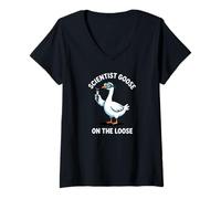 Womens Scientist Goose On The Loose Chemistry Lab Science Lover V-Neck T-Shirt