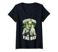 Womens Scientist Halloween Funny Frankenstein Science Good Chemist V-Neck T-Shirt