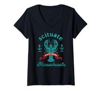Womens Scituate MA Lobster Fishing Massachusetts South Shore V-Neck T-Shirt