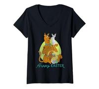 Women's Scooby-Doo Kissing Easter Bunny V-Neck T-Shirt