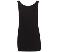 Womens Scoop Neck Sleeveless Ladies Long Soft Stretch Plain Vest Casual Strappy T-Shirt Top Black Size 12-14