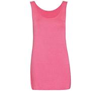 Womens Scoop Neck Sleeveless Ladies Long Soft Stretch Plain Vest Casual Strappy T-Shirt Top Coral Size 8-10