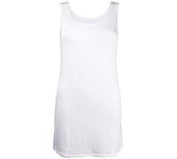 Womens Scoop Neck Sleeveless Ladies Long Soft Stretch Plain Vest Casual Strappy T-Shirt Top Cream Size 8-10