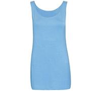 Womens Scoop Neck Sleeveless Ladies Long Soft Stretch Plain Vest Casual Strappy T-Shirt Top Turquoise Size 18 - 20 (XXL)