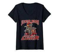 Womens Scooter Riders do it Louder Retro Scooter Style V-Neck T-Shirt