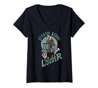 Womens Scooter Riders do it Louder Retro Scooter Style V-Neck T-Shirt
