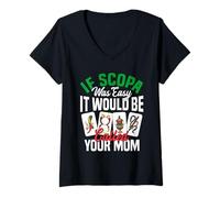 Womens Scopa Player Card Game Nonna Mom Mama Italian Scopa V-Neck T-Shirt