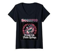 Womens Scorpio Mood - Private Life Public Revenge Statement Design V-Neck T-Shirt