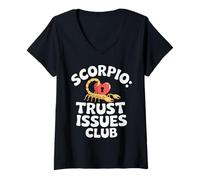 Womens Scorpio Trust Issues Club Guarded Zodiac Theme V-Neck T-Shirt