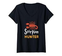 Women's Scorpion Hunter Retro Arachnid Bug Catcher Aesthetic Design V-Neck T-Shirt