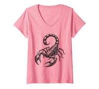Women's Scorpion Spiked Tail Punk Metal Arachnid V-Neck T-Shirt