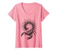Women's Scorpion Spiked Tail Punk Metal Arachnid V-Neck T-Shirt