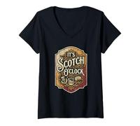 Women's Scotch O'Clock Funny Whiskey Lover Bartender Drinking Humor V-Neck T-Shirt
