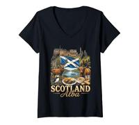Women's Scotland alba Scottish Highlands Travel V-Neck T-Shirt