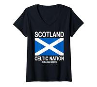 Women's Scotland Celtic Nation Alba Gu Bràth Scottish V-Neck T-Shirt