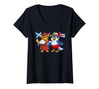 Women's Scotland Cuba Flag Scottish Roots Proud Cuban Heritage V-Neck T-Shirt