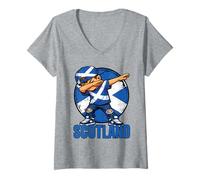 Women's Scotland Dabbing Boy Scots Flag V-Neck T-Shirt