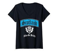 Womens Scotland forever Alba gu bràth Scottish pride thistle flag V-Neck T-Shirt