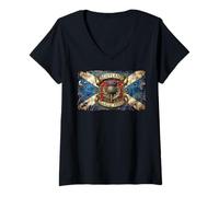 Women's Scotland Gaelic Pride s Scots Thistle s Scottish Flag V-Neck T-Shirt
