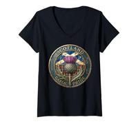 Women's Scotland Gaelic Pride s Scots Thistle s Scottish Flag V-Neck T-Shirt