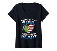 Womens Scotland in My Soul America in My Heart V-Neck T-Shirt