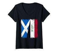 Womens Scotland Iraq Half Flag Scottish Iraqi Jersey V-Neck T-Shirt