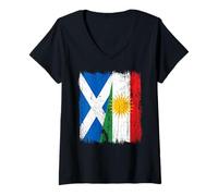 Womens Scotland Kurdistan Half Flag Scottish Kurdish Jersey V-Neck T-Shirt