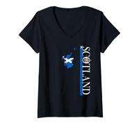 Womens Scotland Map with Flag - for Scottish Adventure Holiday V-Neck T-Shirt
