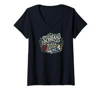 Women's Scotland The Auld Country Distressed Print V-Neck T-Shirt
