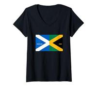 Womens Scotland Yard Funny Scottish Jamaican Flag Scotland Jamaica V-Neck T-Shirt