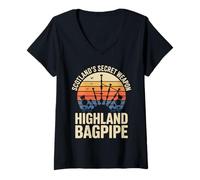 Women's Scotland's Secret Weapon The Great Highland Bagpipe V-Neck T-Shirt