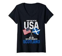 Womens Scottish American My History Began In Scotland Pride Vintage V-Neck T-Shirt