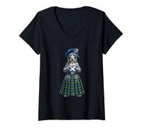 Women's Scottish Deerhound Dog Lady Mug Coffee Scotland Flag V-Neck T-Shirt